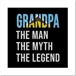 Grand Father St Lucian Grandpa The Man The Myth The Legend - Gift for St Lucian Dad With Roots From  St Lucia Posters and Art